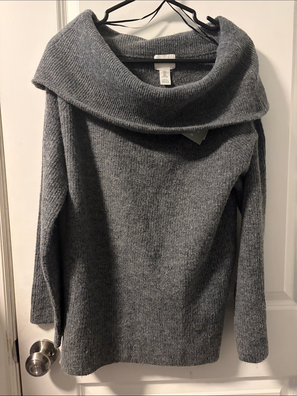 H&M Heather Gray Oversized Cowl Neck Sweater